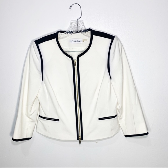 Calvin Klein Jackets & Blazers - Calvin Klein White & Black Contrast Binding Zip Up